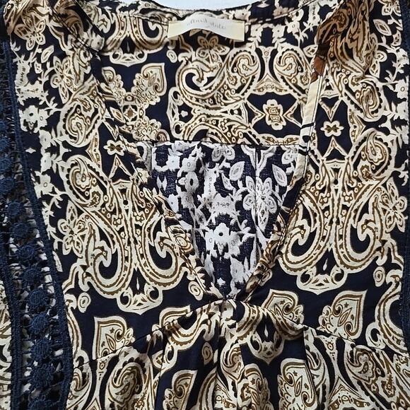 Alter'd State Blue Black Brown Tan Boho Mini Skater Dress Size Small - Picture 7 of 12